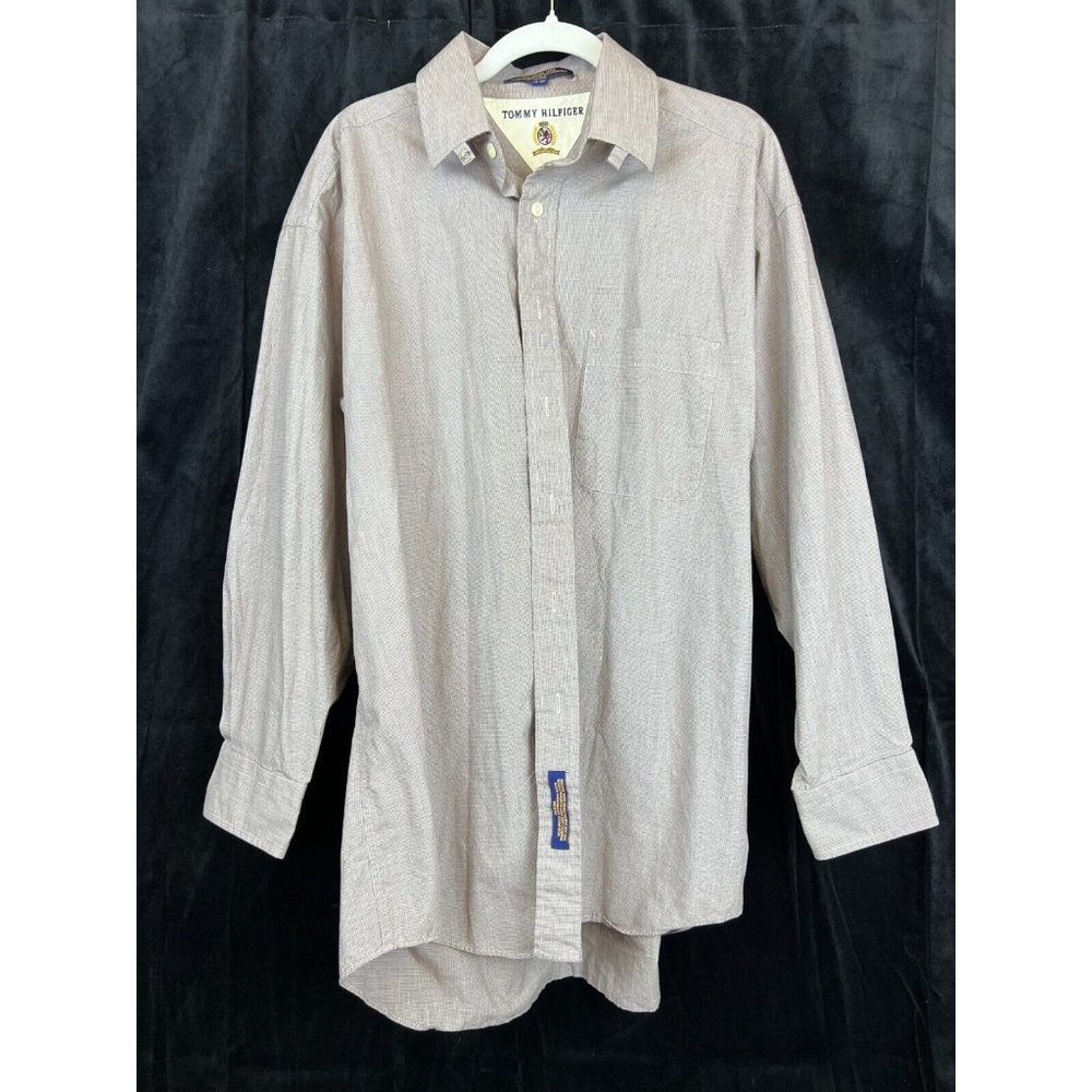 Vintage Tommy Hilfiger Mens Dress Shirt Long Sleeve Button Up Size XL